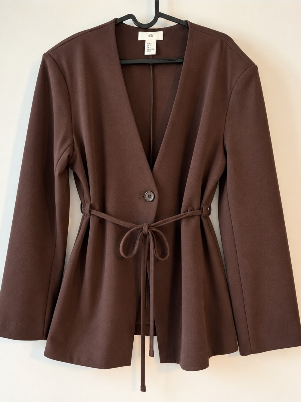 H&M Dark Brown Tie-Belt Jacket – Size S